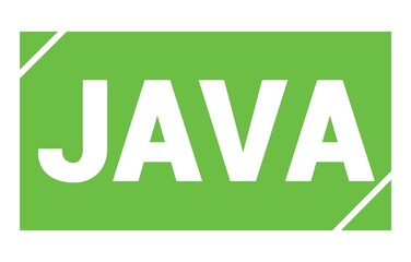 JAVA text written on green stamp sign.