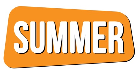 SUMMER text on orange trapeze stamp sign.