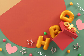 Happy Birthday celebration design for greeting card, poster or banner. mock-up and templates. 3D illustration