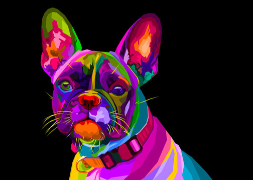 french bulldog on geometric pop art style. vector illustration.