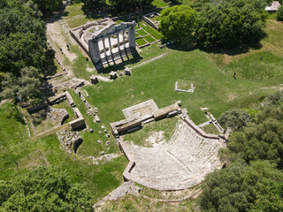 Drone view at the roman archaeological park of Apollonia in