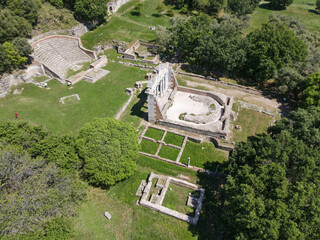Drone view at the roman archaeological park of Apollonia in