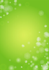 Obraz premium Abstract Green Background with Golden Circular Spot Lights. Vibrant Sunlight Summer and Spring Texture. Bokeh Blurry Template. Shiny Gradient Cover. Festive Christmass and New Year Snow on Green.