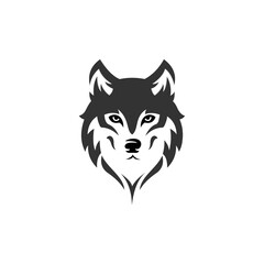 Vector illustration of grey wolf head isolated on white