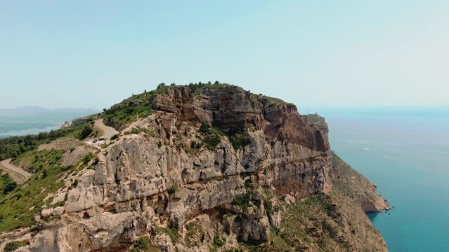 Cap Canaille on French Riviera drone shot on clear summer day