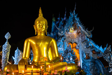 The Chiang Mai silver temple at night