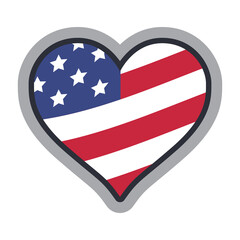 United states heart shape icon. American love patriotic symbol. USA.