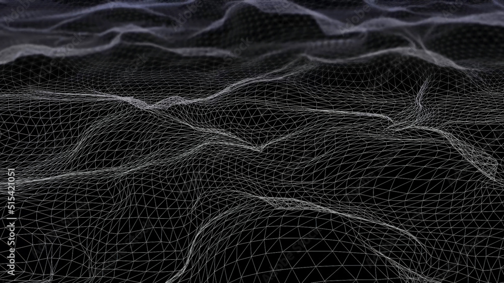 Aufkleber futuristic network shape waving. computer generated abstract seamless loop smooth animation rendered