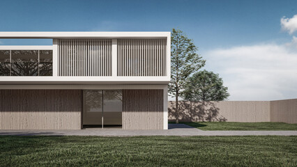 3D rendering illustration of modern house 