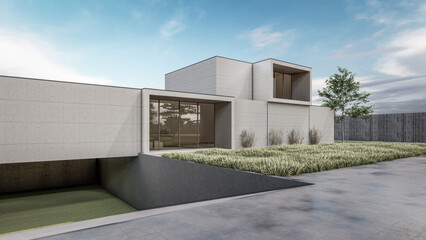 Fototapeta na wymiar 3D rendering illustration of modern house 