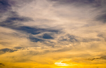 Fototapeta na wymiar Contrast sky with clouds and sunbeams