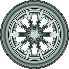 Realistic alloy wheel car tire style sport on white background 