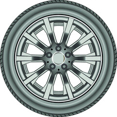 Obraz premium Realistic alloy wheel car tire style sport on white background 