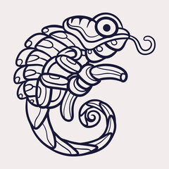 Colorful chameleon zentangle arts. isolated on white background