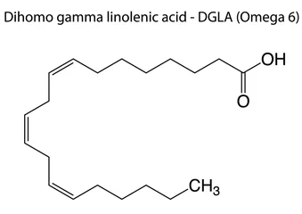 Foto op Aluminium Digital vector illustration of the chemical structure of dihomo gamma linolenic acid or Omega 6 © Pieralbur/Wirestock Creators