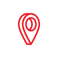 Red location point pin icon, Vector.