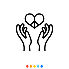 Hand and Peace sign, Vector, Icon, Illustration.