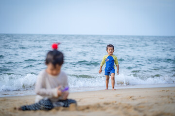 girl running by the sea