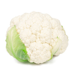 Organic cauliflower on white background, fresh vegetable.
