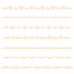 Obraz premium Golden heart seamless border template concept collection. Doodle vector illustration. Perfect for wedding card decoration, banner, invitation, poster.
