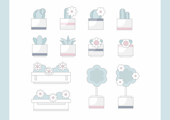 House plants set.  Interior Design