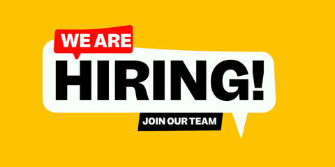 text 'we're hiring' on Quick Tips badge. Business concept for new ideas creativity and innovative solution. File has clipping path. Eps 10