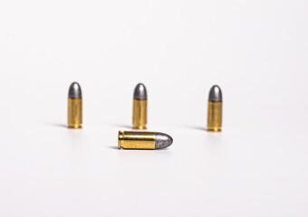 9 mm. Bullet on the white background