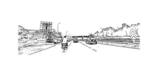 Obraz premium Building view with landmark of Nairobi is the capital of Kenya. Hand drawn sketch illustration in vector.