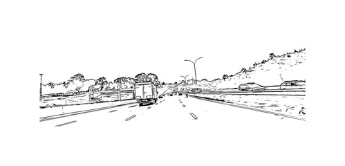 Obraz premium Building view with landmark of Nairobi is the capital of Kenya. Hand drawn sketch illustration in vector.