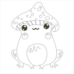 cute mushrooms coloring page. Hand drawn coloring page. kawaii  mushroom coloring book page 