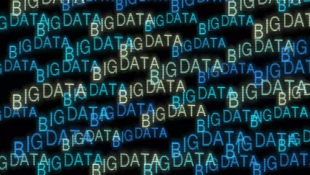 Big data analytics animated text kinetic finance fintech wordscape ai artificial intelligence software