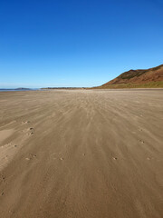 Sandy Beach with Drifting Sands, Rhossili Bay, Wales, UK 