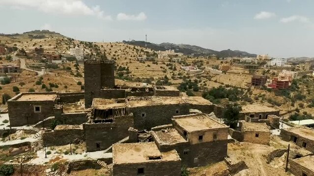 An old village with traditional houses on the outskirts of the southern city of Dhahran Al-Janub.
