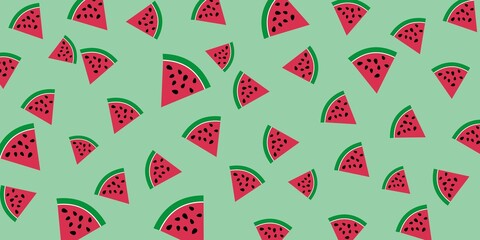 Watermelon pattern background. Summer fruits pattern graphic elements. Vector illustration.