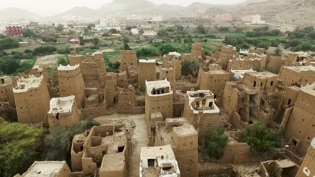 An old village with traditional houses on the outskirts of the southern city of Dhahran Al-Janub.