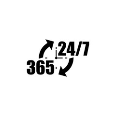 24 on 7 timing badge symbol isolated on white background