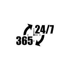 24 on 7 timing badge symbol isolated on white background