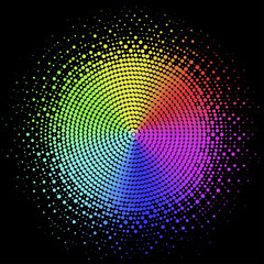 colorful halftone, spectrum radial gradient, vector EPS10