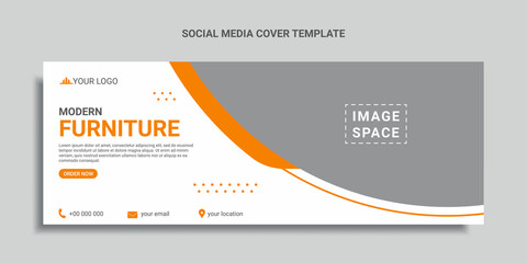 modern furniture social media cover design or web banner template
