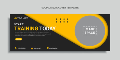 fitness social media cover design or web banner template