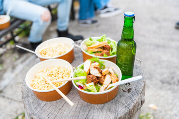 healthy food delivery in take away paper boxes for daily nutrition - food in disposable eco...