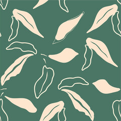 Seamless pattern vector with leaves . Trendy abstract designs for paper, wrapping, textile, wallpaper, cover, fabric, interior decor.