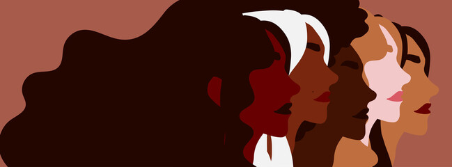 Diverse group of women illustration. Diversity and equality concept.