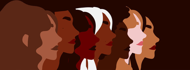 Diverse group of women illustration. Diversity and equality concept.