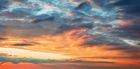 Fototapeta na wymiar dramatic sunrise sundown sky background with colorful clouds