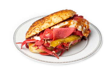 Traditional delicious Turkish foods; Izmir Cesme kumru sandwich