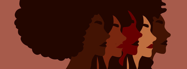Diverse group of women illustration. Diversity and equality concept.