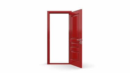 Set of different red door isolated 3d illustration render on white background