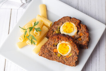 Traditional delicious Turkish food; Meatballs with Eggs and Peas (Turkish name; Dalyan kofte)