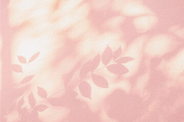 Shadow and light of leaves tree branch background. Natural  colorful leaf pastel pink beige, rose...